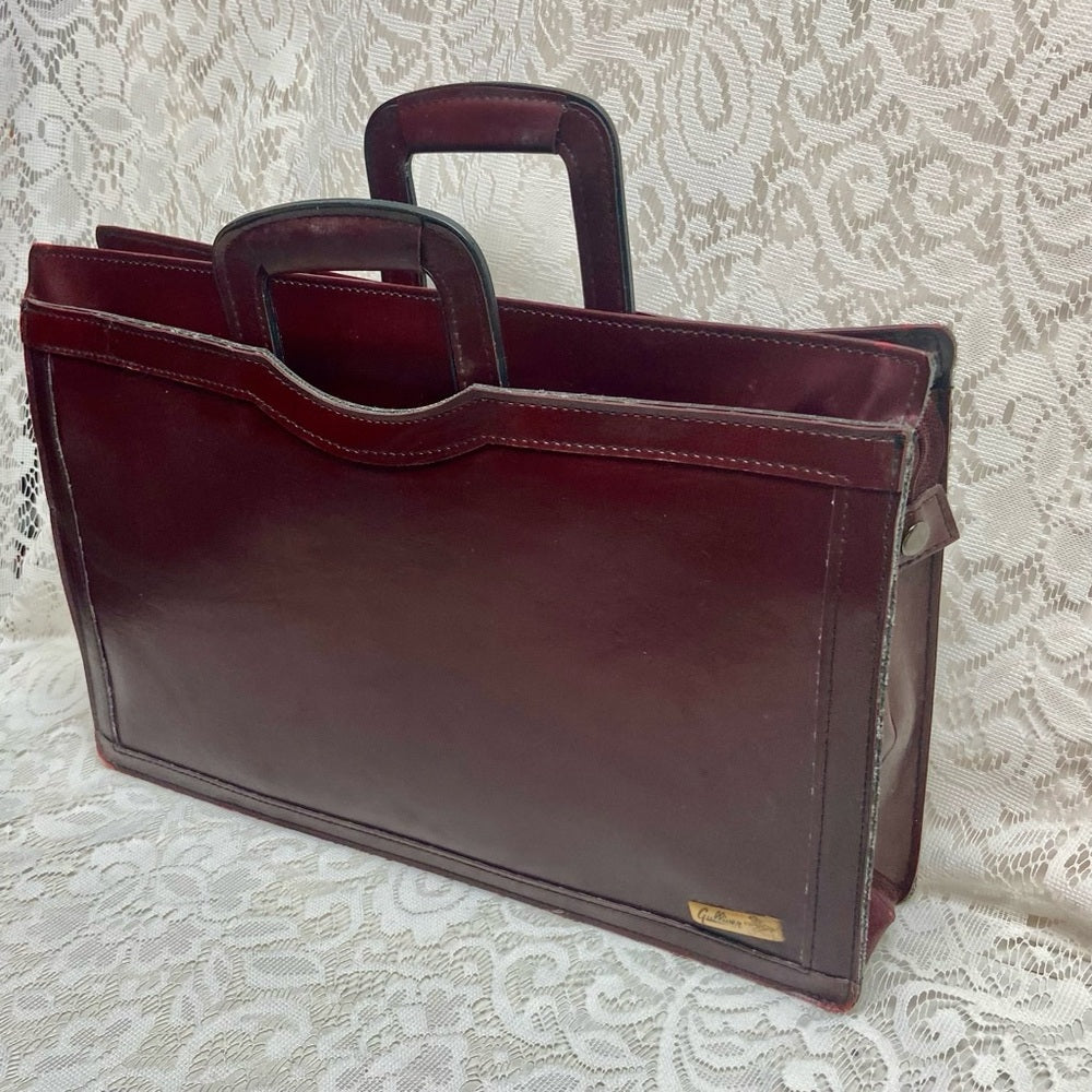 Vintage, Gulliver, Burgundy Leather Briefcase 17in x 12in x 4in