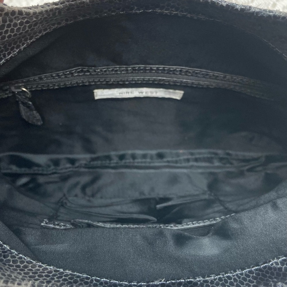 Vintage, Nine West Gray Faux Snakeskin Leather Clutch-Tote 13in x 12in
