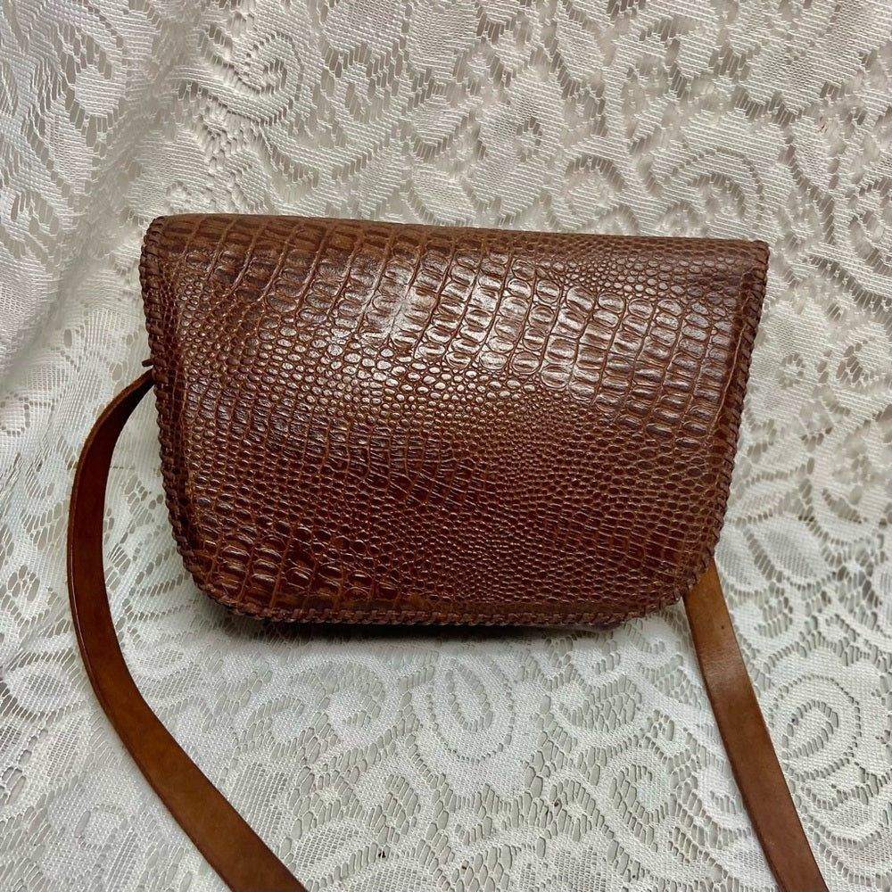 Vintage, Genuine Brown Reptile Leather Shoulder-Crossbody Bag
