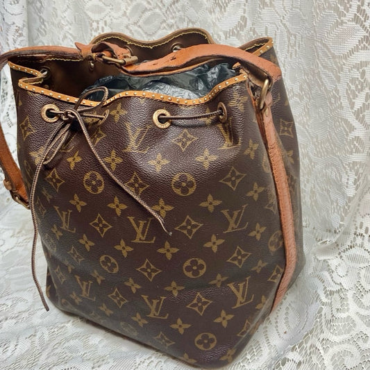 Louis Vuitton Brown Mono GM Bucket Draw String
