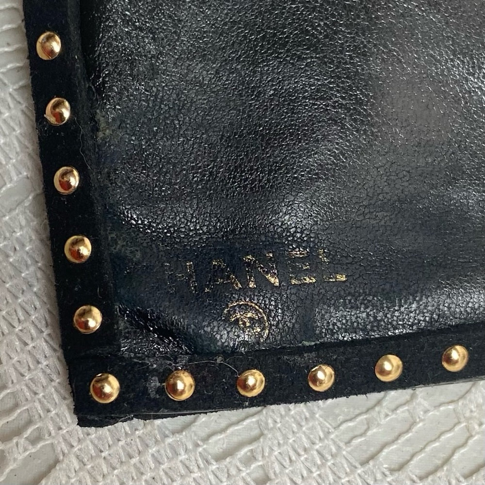 Vintage Chanel Black Leather Long Wallet-Crossbody