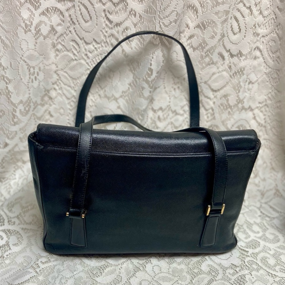 Authentic Burberrry Black Leather Shoulder Bag 12in x 9in x 4in