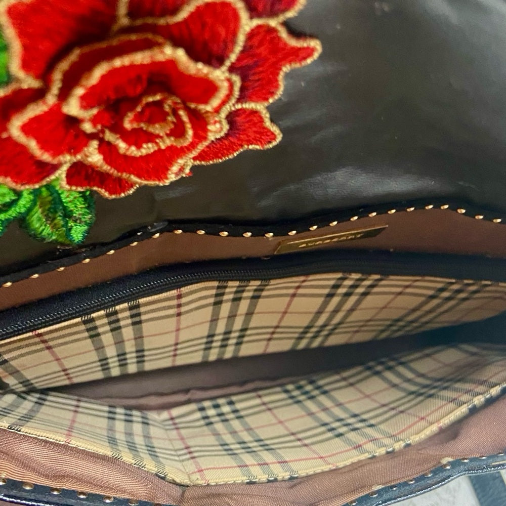 Authentic Burberrry Black Leather Shoulder Bag 12in x 9in x 4in