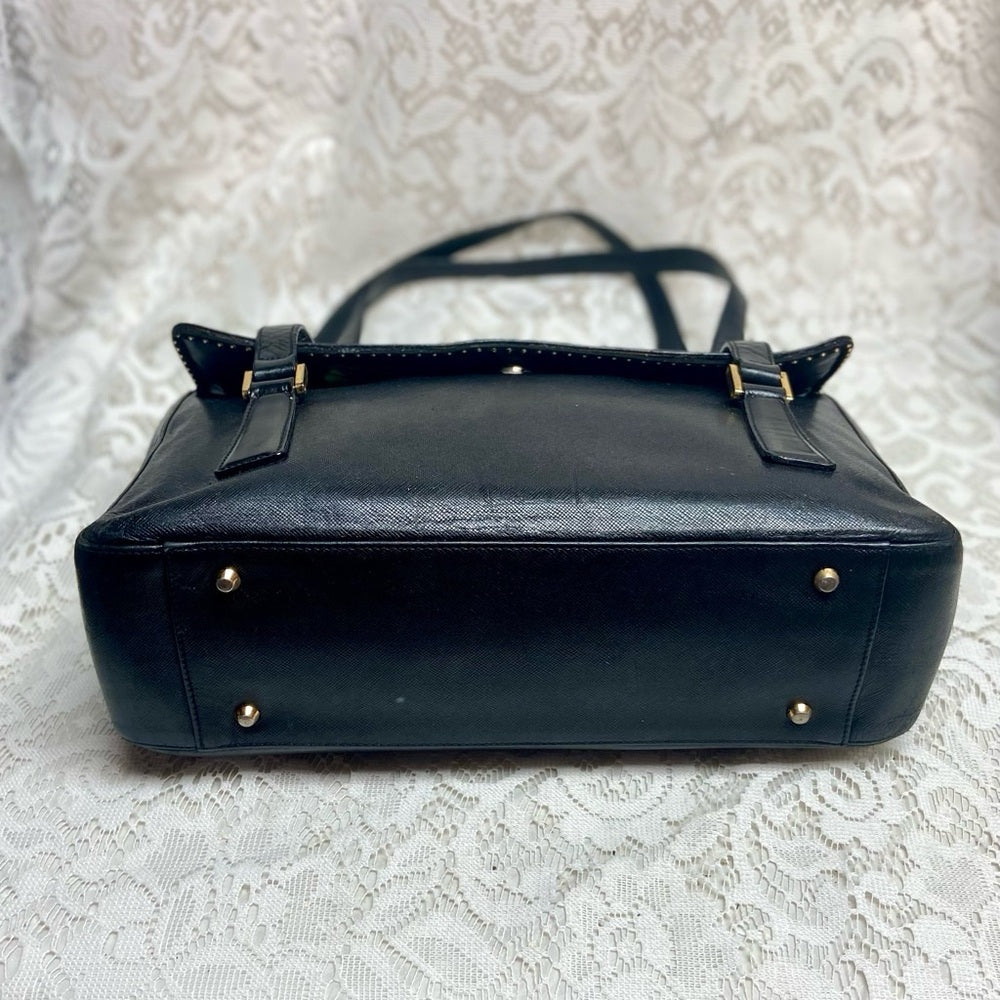 Authentic Burberrry Black Leather Shoulder Bag 12in x 9in x 4in
