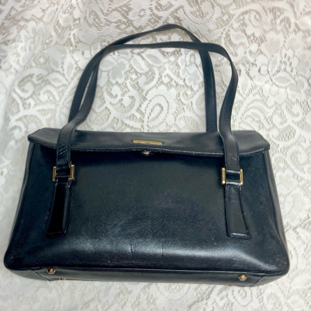 Authentic Burberrry Black Leather Shoulder Bag 12in x 9in x 4in