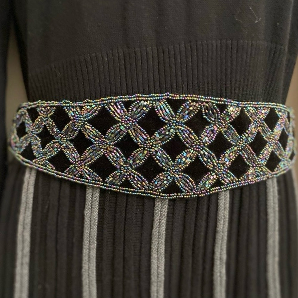 Iridescent- Multi-color beaded Elastic Belt 28in x 32in