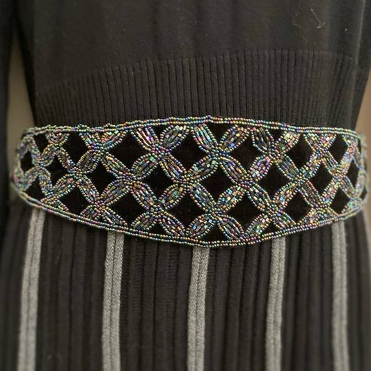 Iridescent- Multi-color beaded Elastic Belt 28in x 32in
