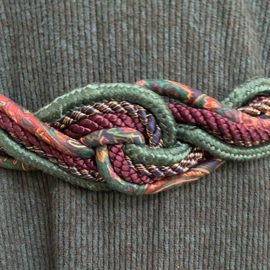 Green- Burgundy Corded Elastic Belt 28in x 2in