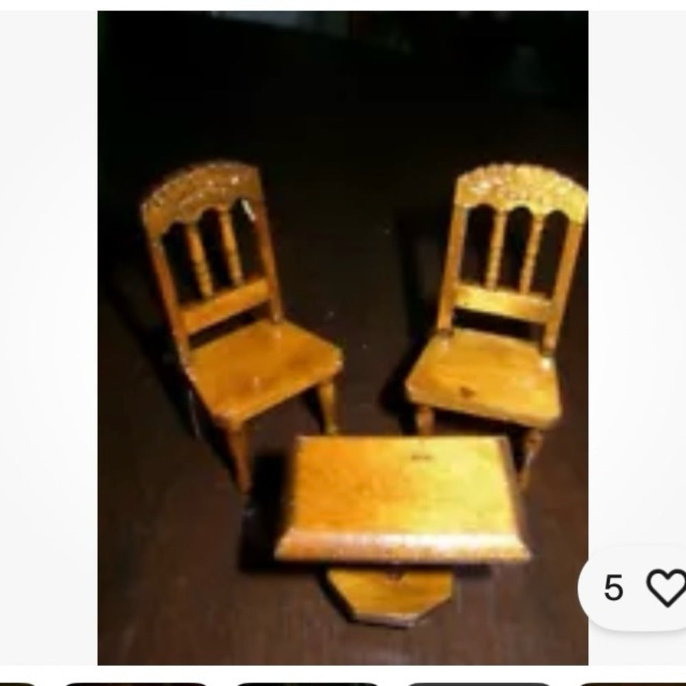 Vintage, 7-piece Mahogany Dollhouse Furniture in Original Box