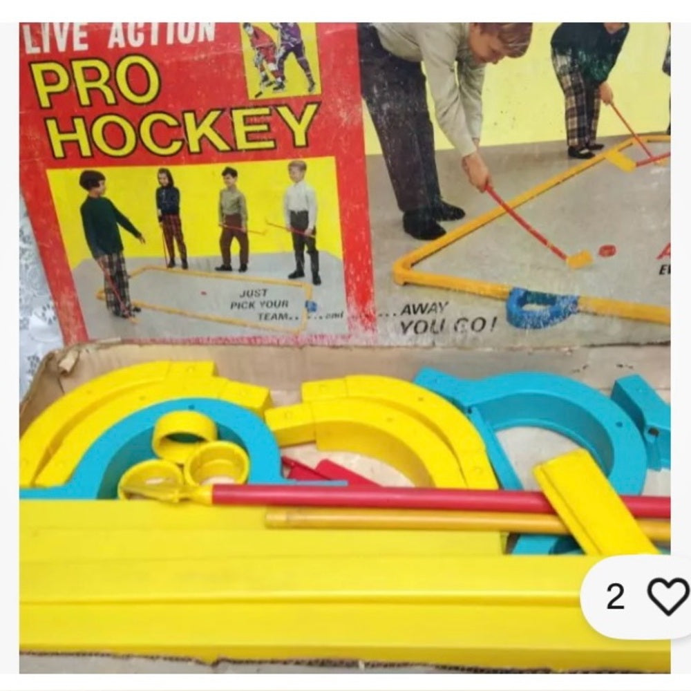 1960s Marx- Pro Hockey Live Action Set - Yellow, Blue, Red