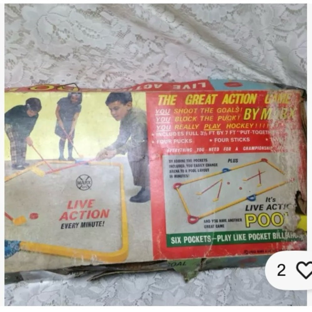 1960s Marx- Pro Hockey Live Action Set - Yellow, Blue, Red