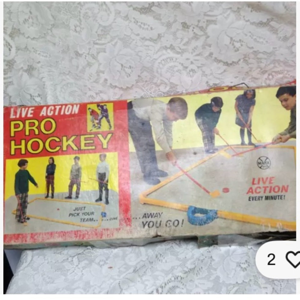 1960s Marx- Pro Hockey Live Action Set - Yellow, Blue, Red