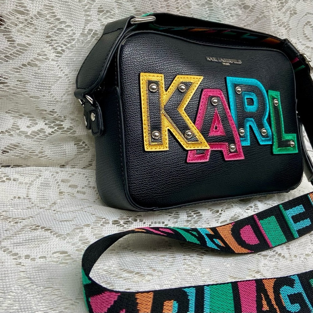 Karl Lagerfeld  Multi-color -Black Adjustable Shoulder-Crossbody Bag 9x6x2