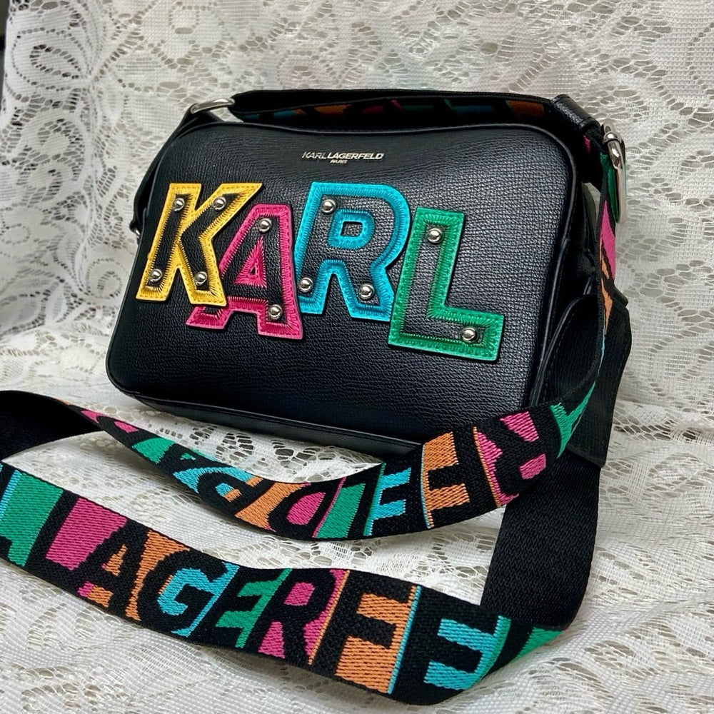 Karl Lagerfeld  Multi-color -Black Adjustable Shoulder-Crossbody Bag 9x6x2