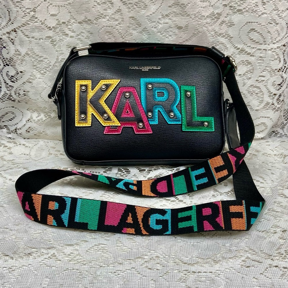 Karl Lagerfeld  Multi-color -Black Adjustable Shoulder-Crossbody Bag 9x6x2