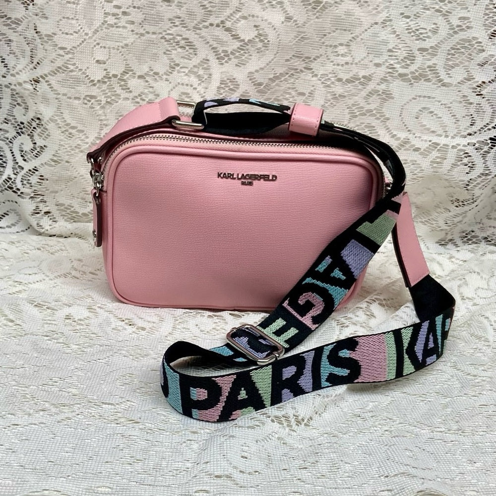Karl Lagerfeld Pink Adjustable Shoulder-Crossbody Bag 9inx6inx3in