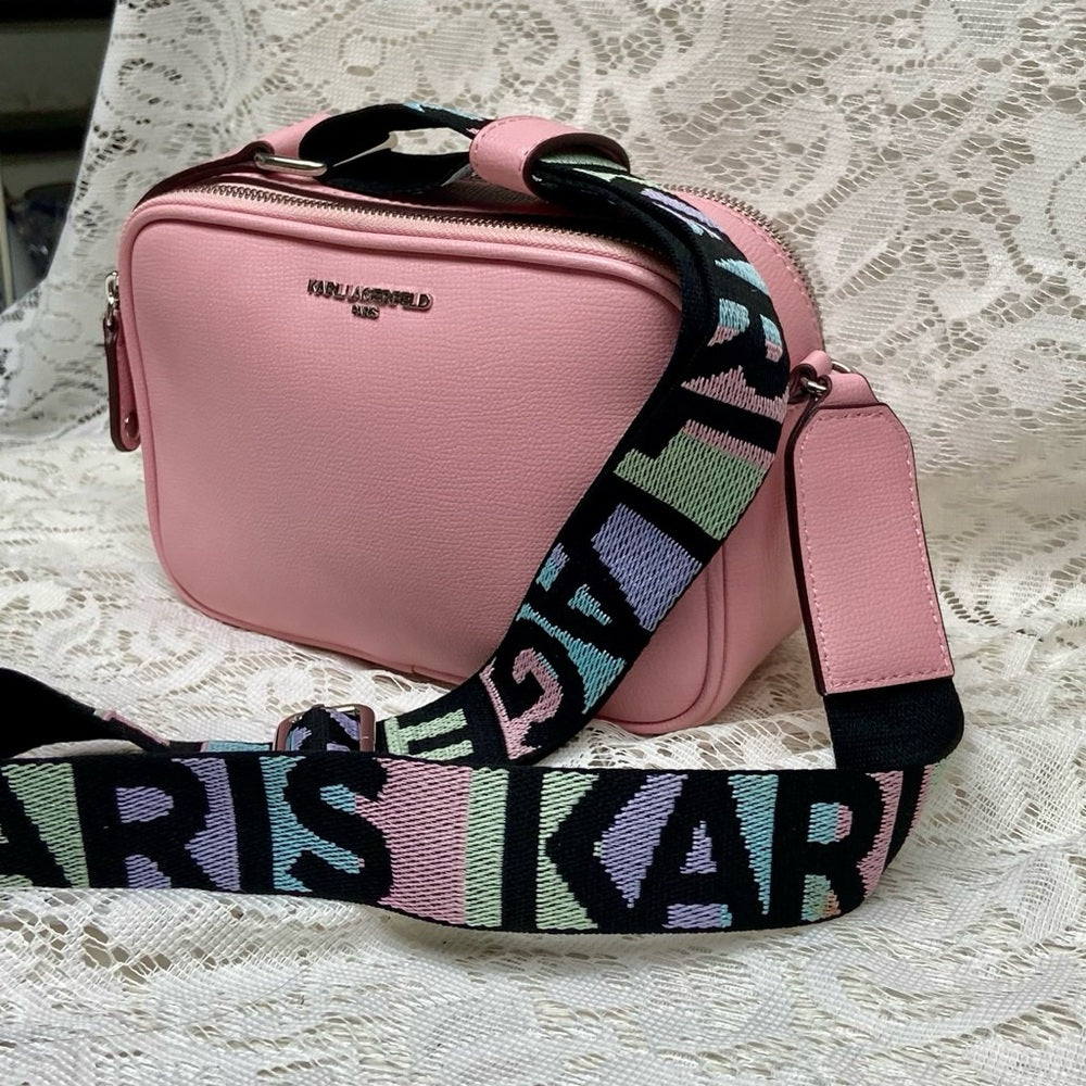 Karl Lagerfeld Pink Adjustable Shoulder-Crossbody Bag 9inx6inx3in