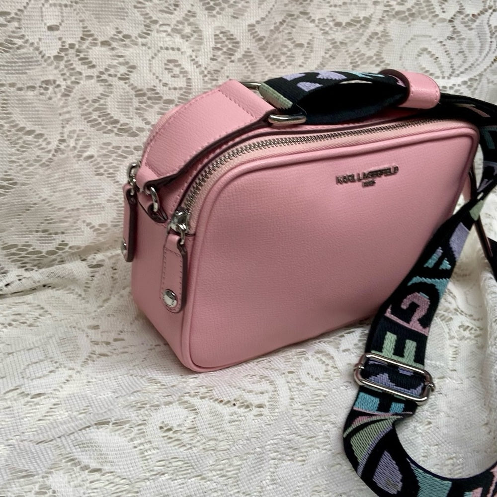 Karl Lagerfeld Pink Adjustable Shoulder-Crossbody Bag 9inx6inx3in