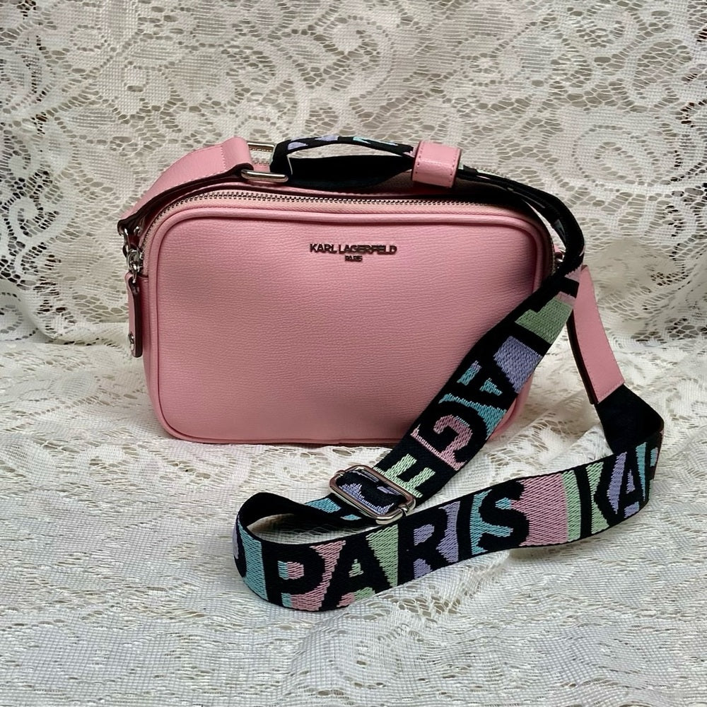 Karl Lagerfeld Pink Adjustable Shoulder-Crossbody Bag 9inx6inx3in