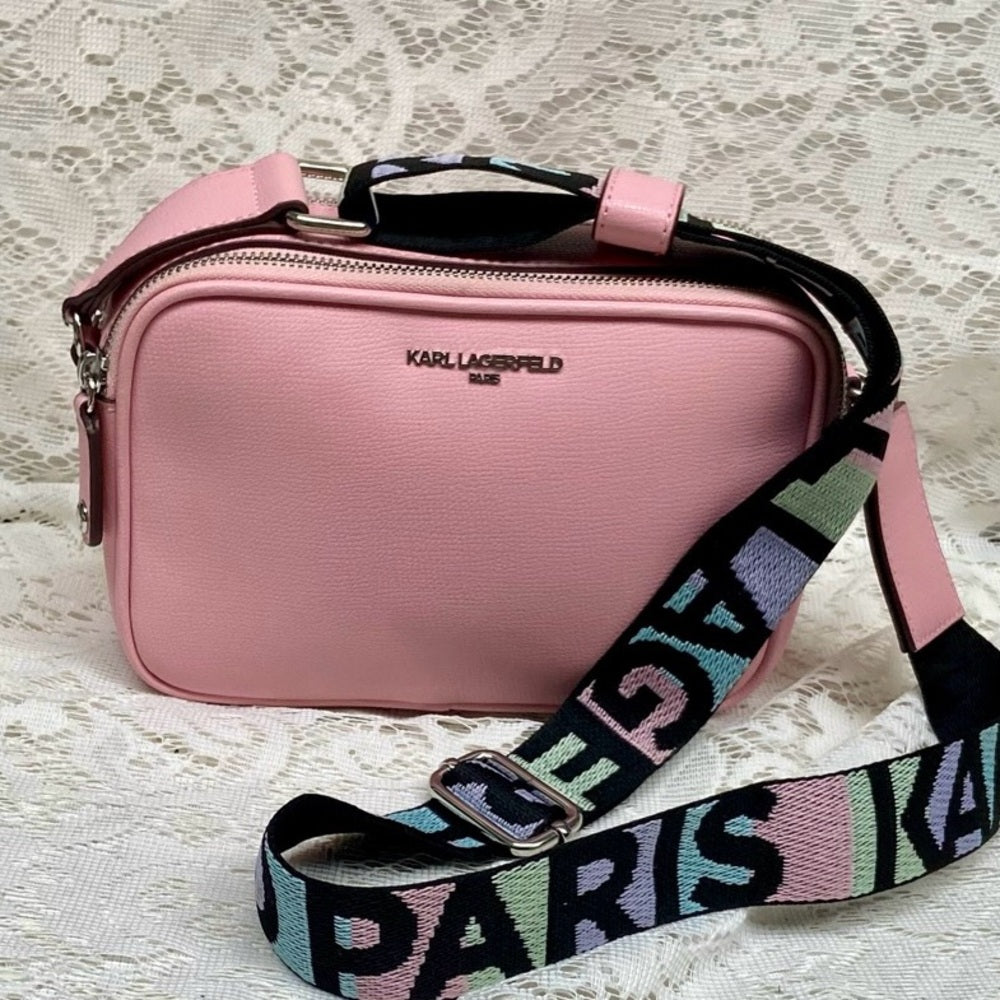 Karl Lagerfeld Pink Adjustable Shoulder-Crossbody Bag 9inx6inx3in