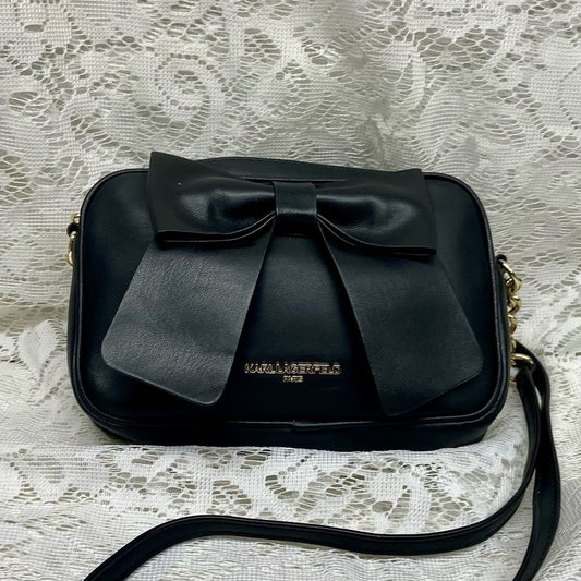 Karl Lagerfeld Black Bow Crossbody Bag 8in x 5in x 1.5in