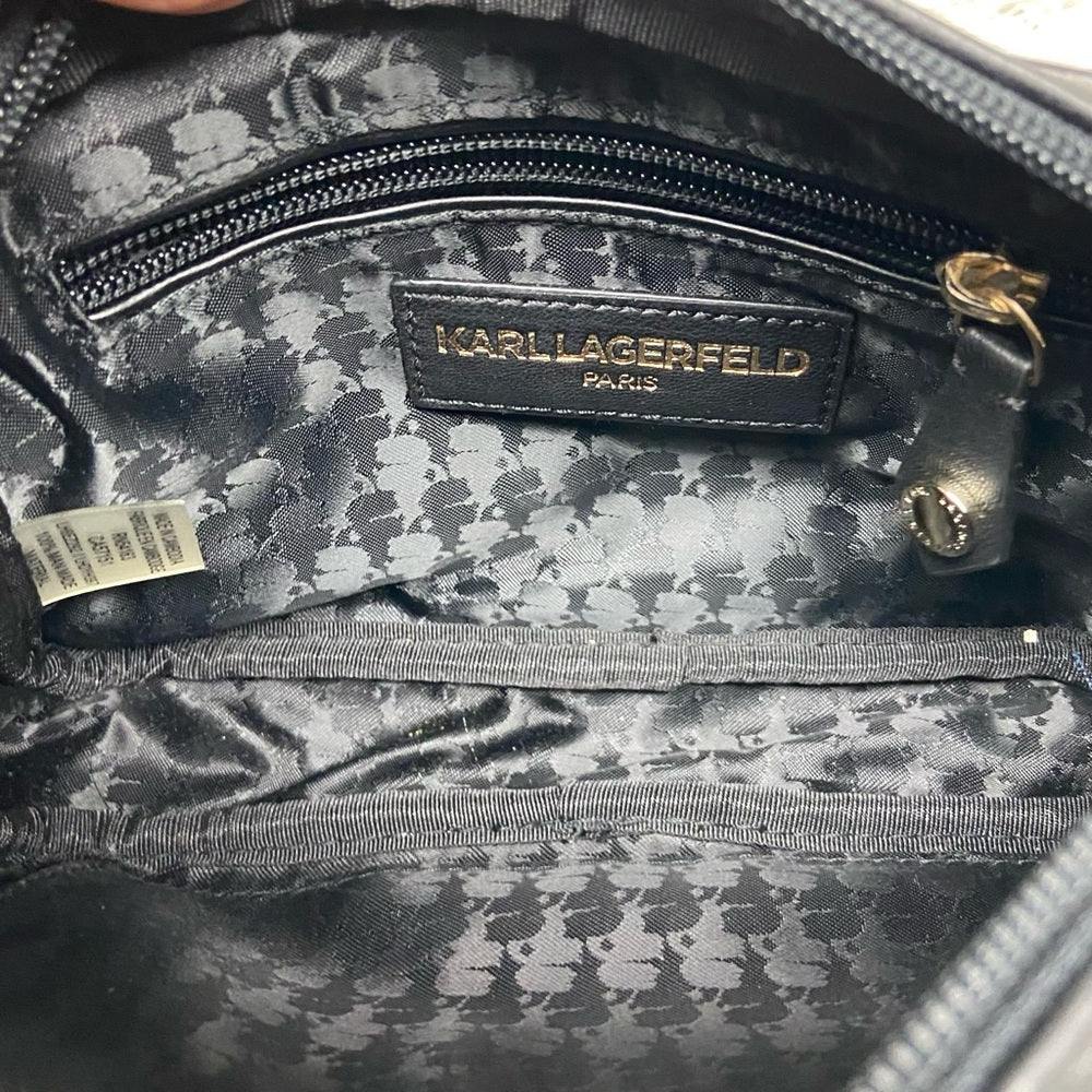 Karl Lagerfeld Black Bow Crossbody Bag 8in x 5in x 1.5in