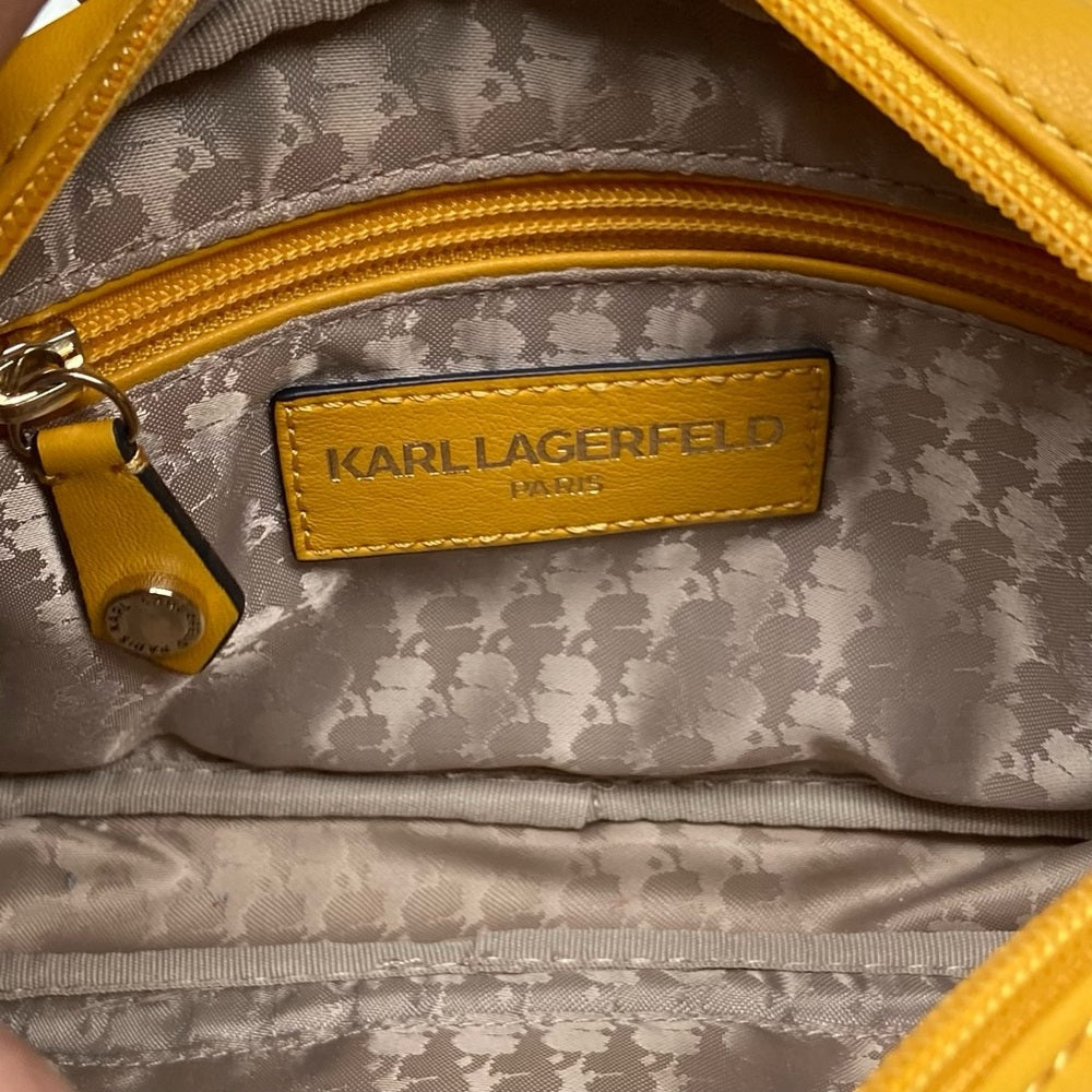 Karl Lagerfeld Dark Yellow Bow Crossbody Bag 8in x 5in x 1.5in