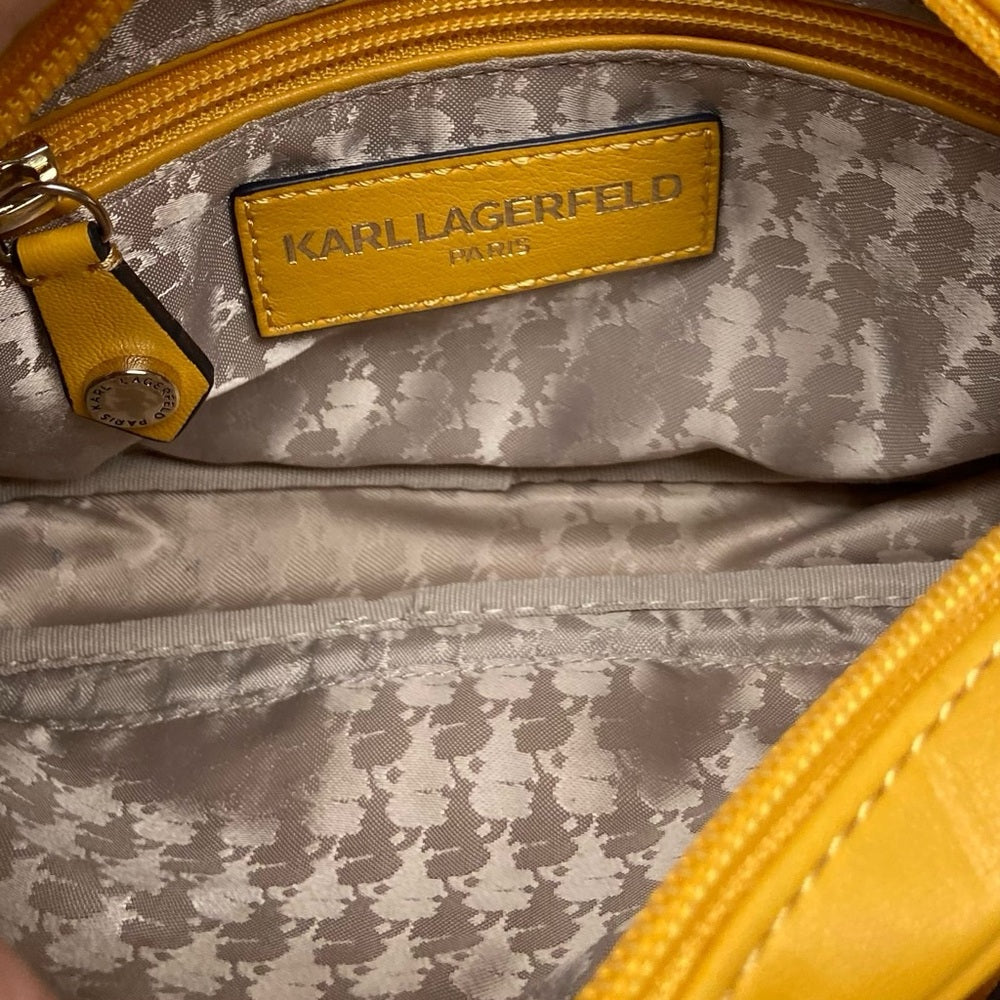 Karl Lagerfeld Dark Yellow Bow Crossbody Bag 8in x 5in x 1.5in