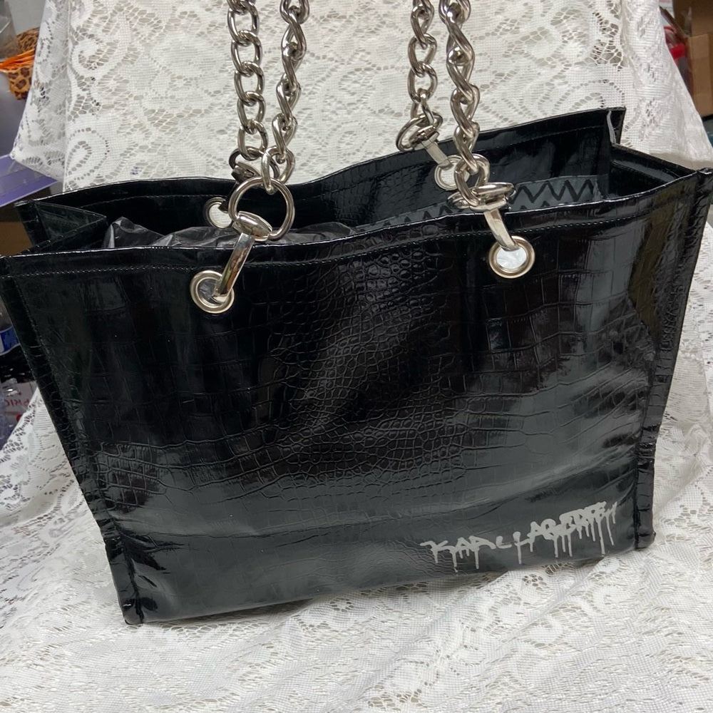 Vintage Karl Lagerfeld Large Black Business-Laptop Handbag Tote 16in x 12in x 6i