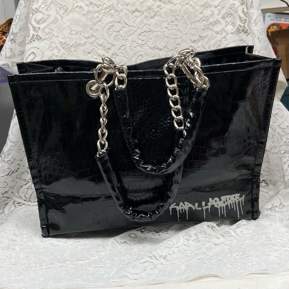 Vintage Karl Lagerfeld Large Black Business-Laptop Handbag Tote 16in x 12in x 6i