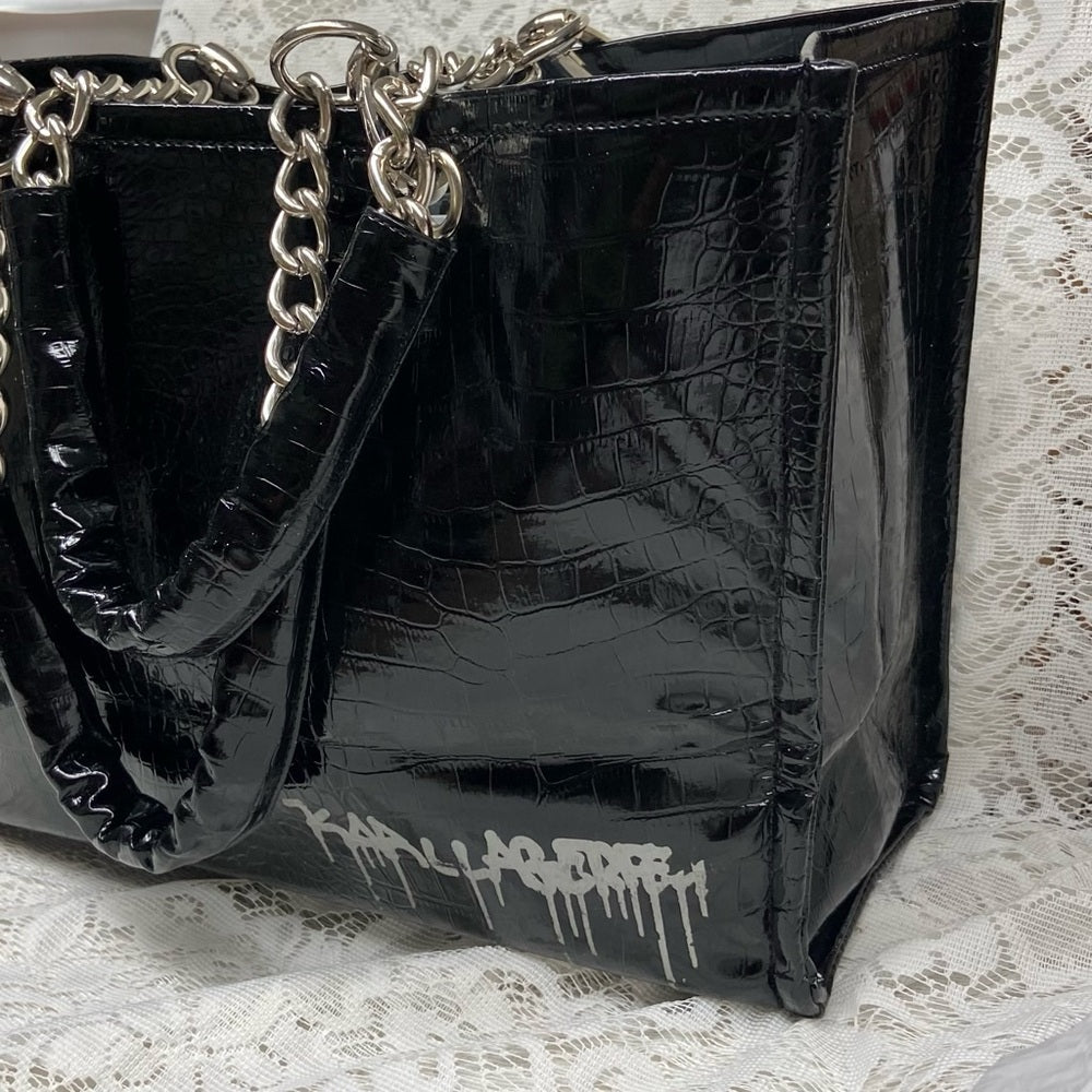 Vintage Karl Lagerfeld Large Black Business-Laptop Handbag Tote 16in x 12in x 6i