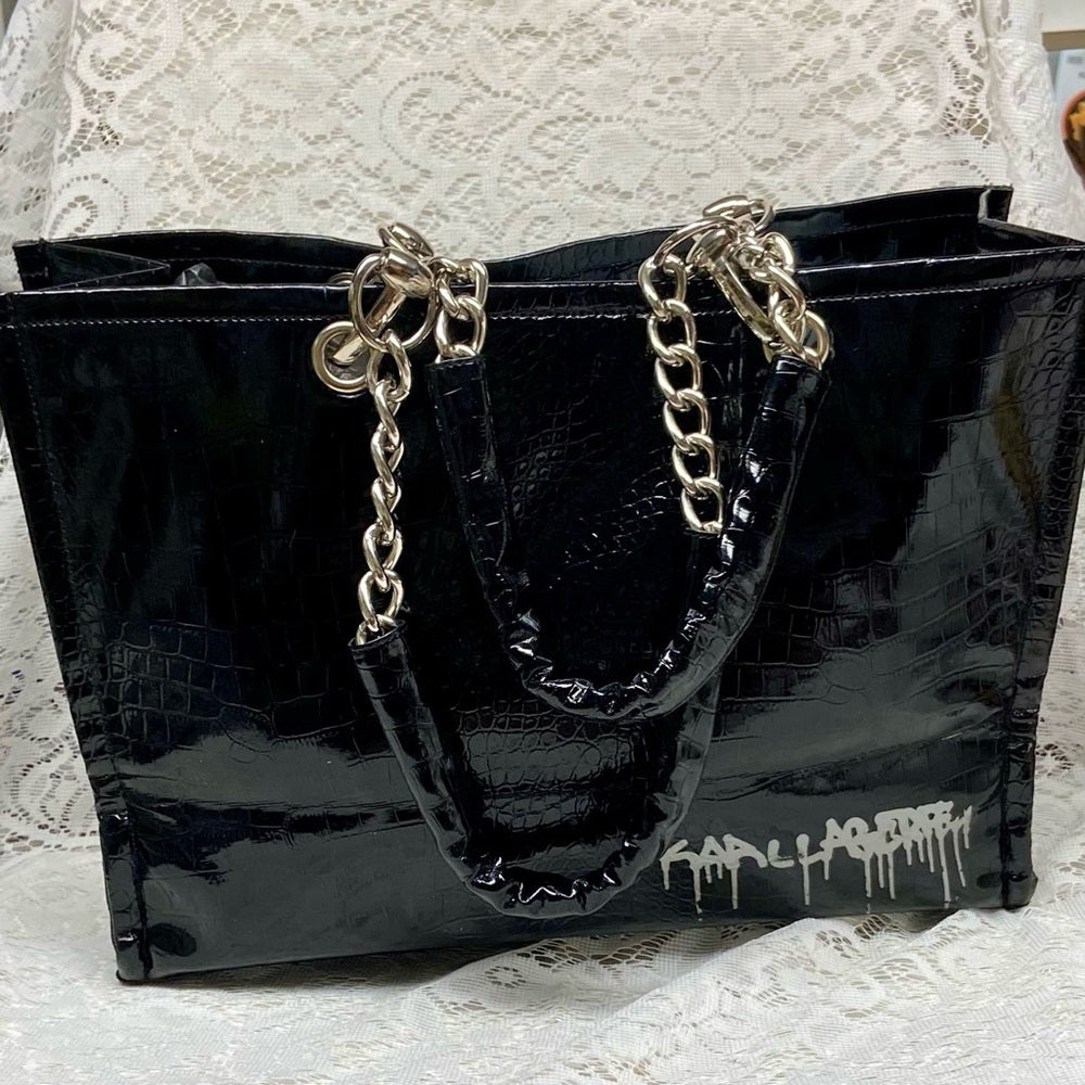 Vintage Karl Lagerfeld Large Black Business-Laptop Handbag Tote 16in x 12in x 6i
