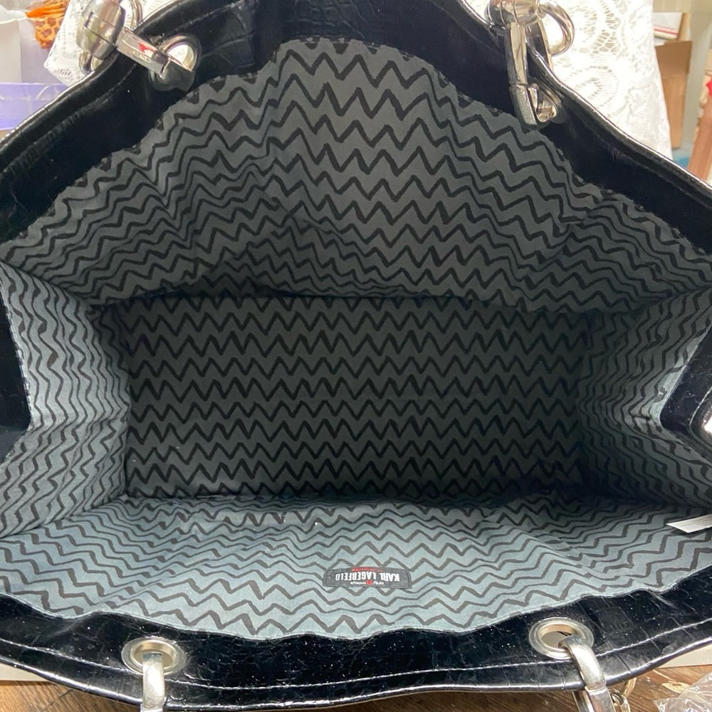 Vintage Karl Lagerfeld Large Black Business-Laptop Handbag Tote 16in x 12in x 6i