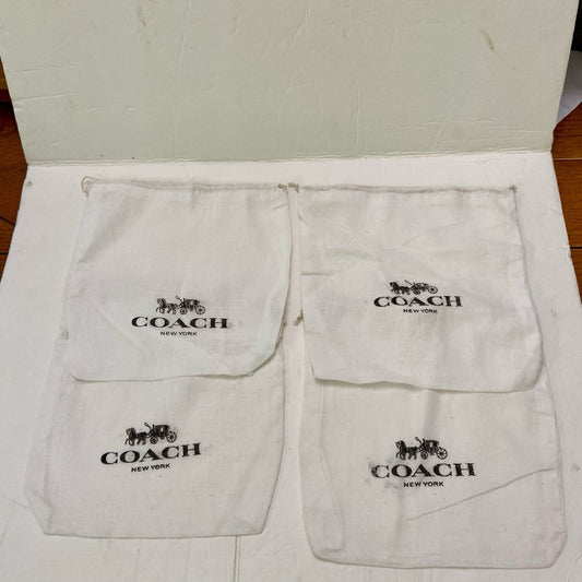 Lot of 4 Coach White Wallet Dust Bag 8in x 8in