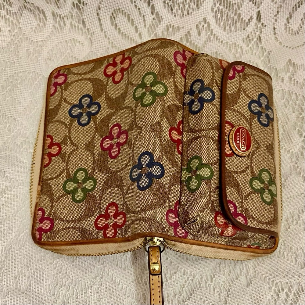 Authentic, Rare, Coach Signature-Multi-color Floral Crossbody with Wallet