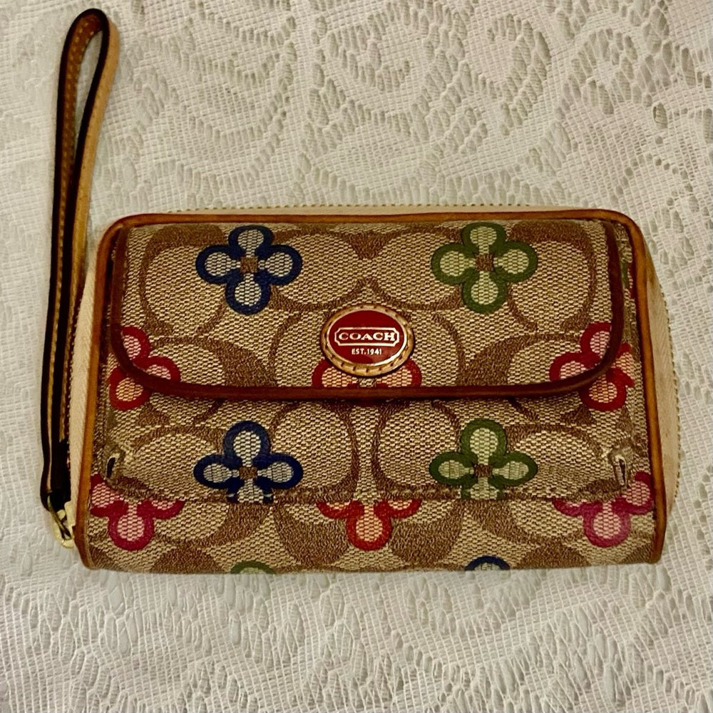 Authentic, Rare, Coach Signature-Multi-color Floral Crossbody with Wallet