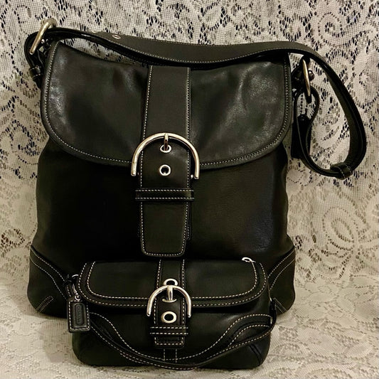 Authentic Coach Black Patent Leather Shoulder Bag