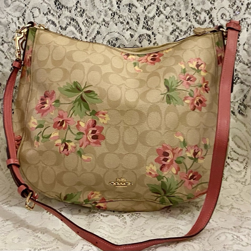 Authentic, Rare, Coach, Signature Floral Shoulder Bag with Wallet 2019-F72658