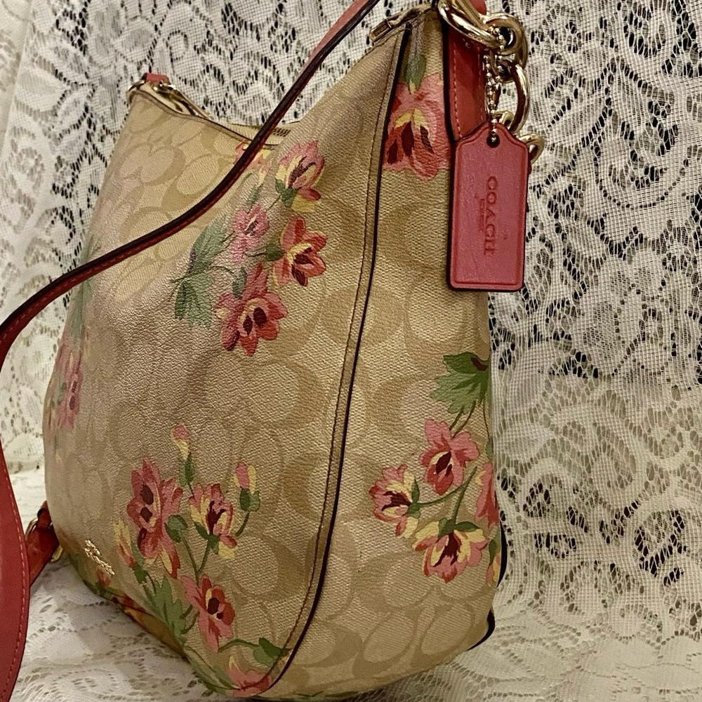 Authentic, Rare, Coach, Signature Floral Shoulder Bag with Wallet 2019-F72658