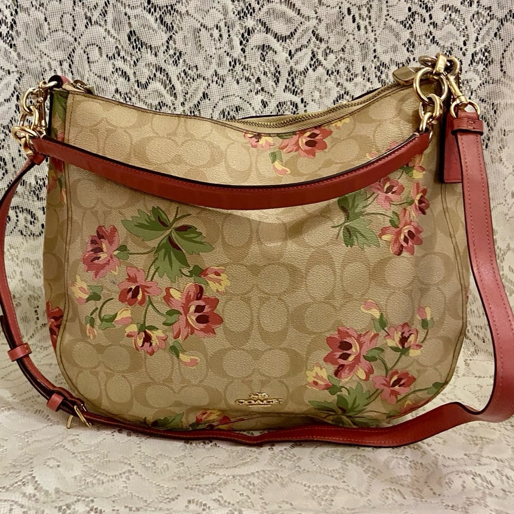 Authentic, Rare, Coach, Signature Floral Shoulder Bag with Wallet 2019-F72658