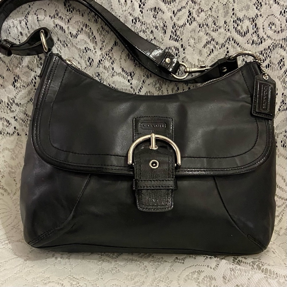 Coach- Soho Legacy Flap Black Leather Shoulder- Crossbody (F19580)