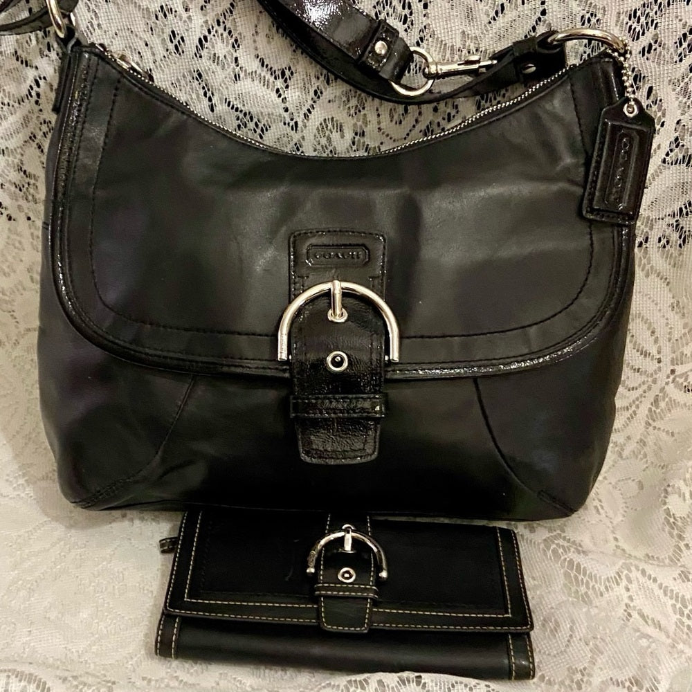 Coach- Soho Legacy Flap Black Leather Shoulder- Crossbody (F19580)