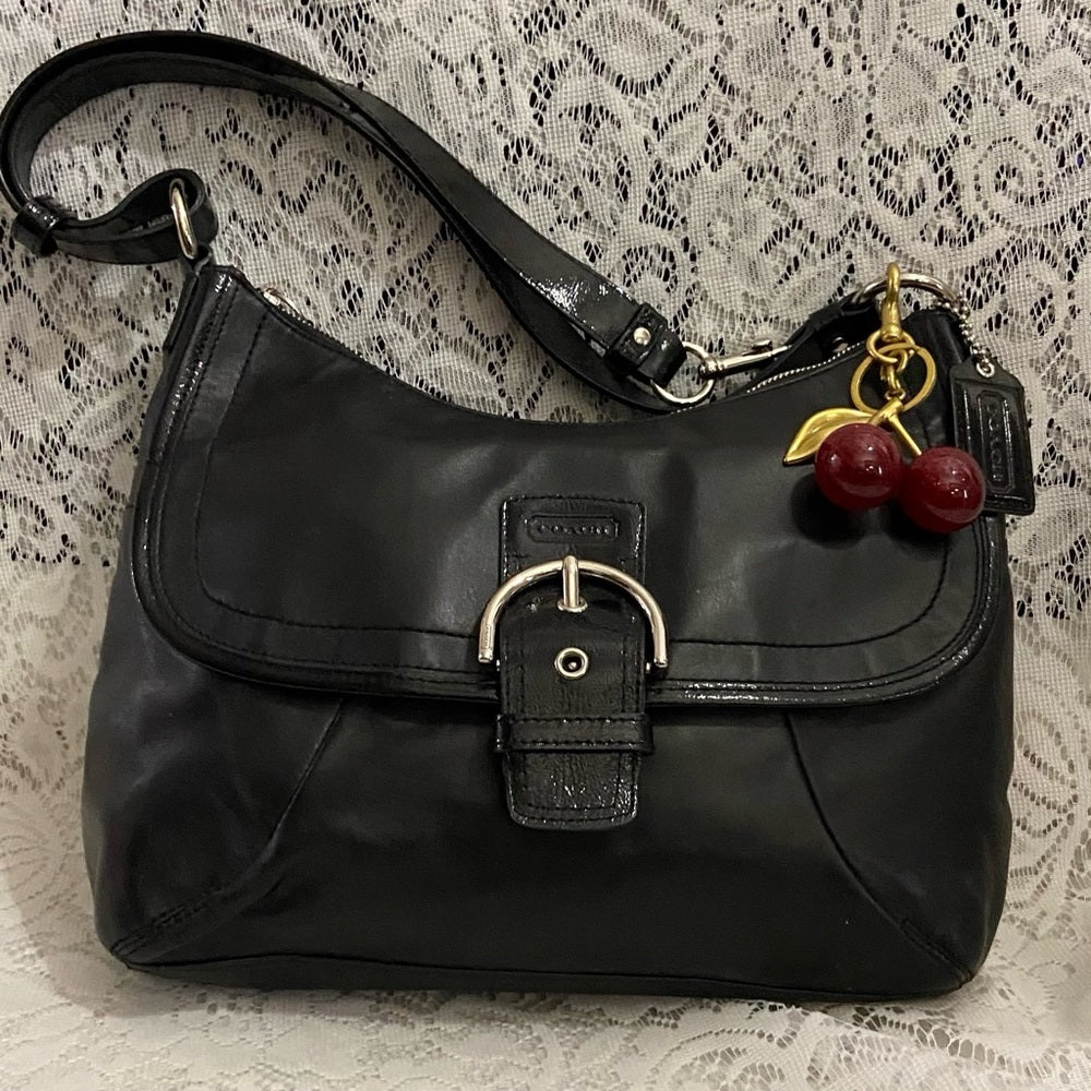 Coach- Soho Legacy Flap Black Leather Shoulder- Crossbody (F19580)