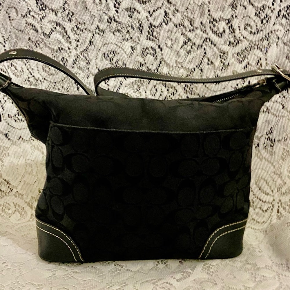 Coach-Soho Black Signature Hobo Shoulder Bag and Matching Wristlet (Style 10906)