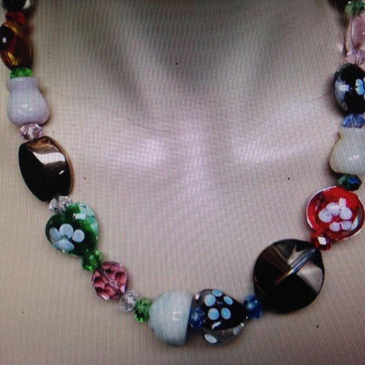 Stunning, Chunky Multi Color Art Glass Beads, 20in