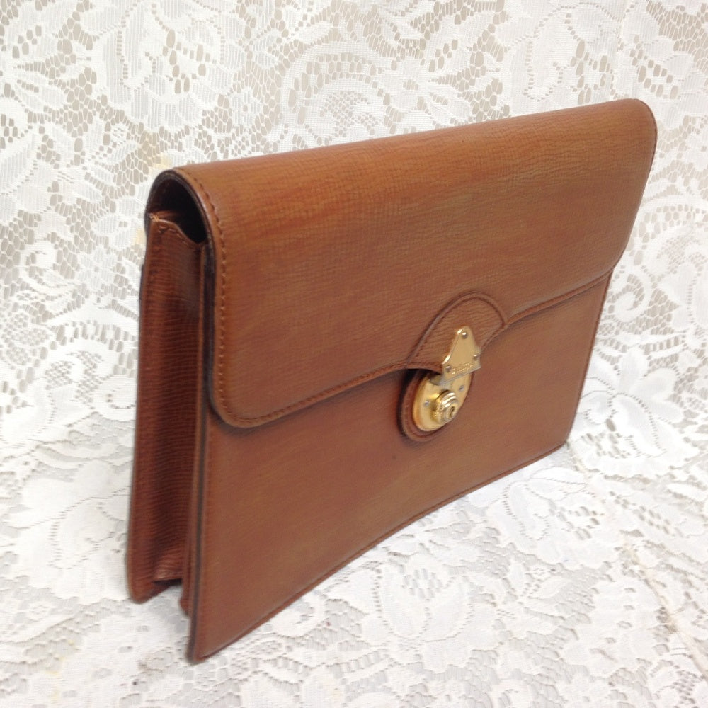 Burberrry Tan-Brown Leather Mens Wristlet With Key