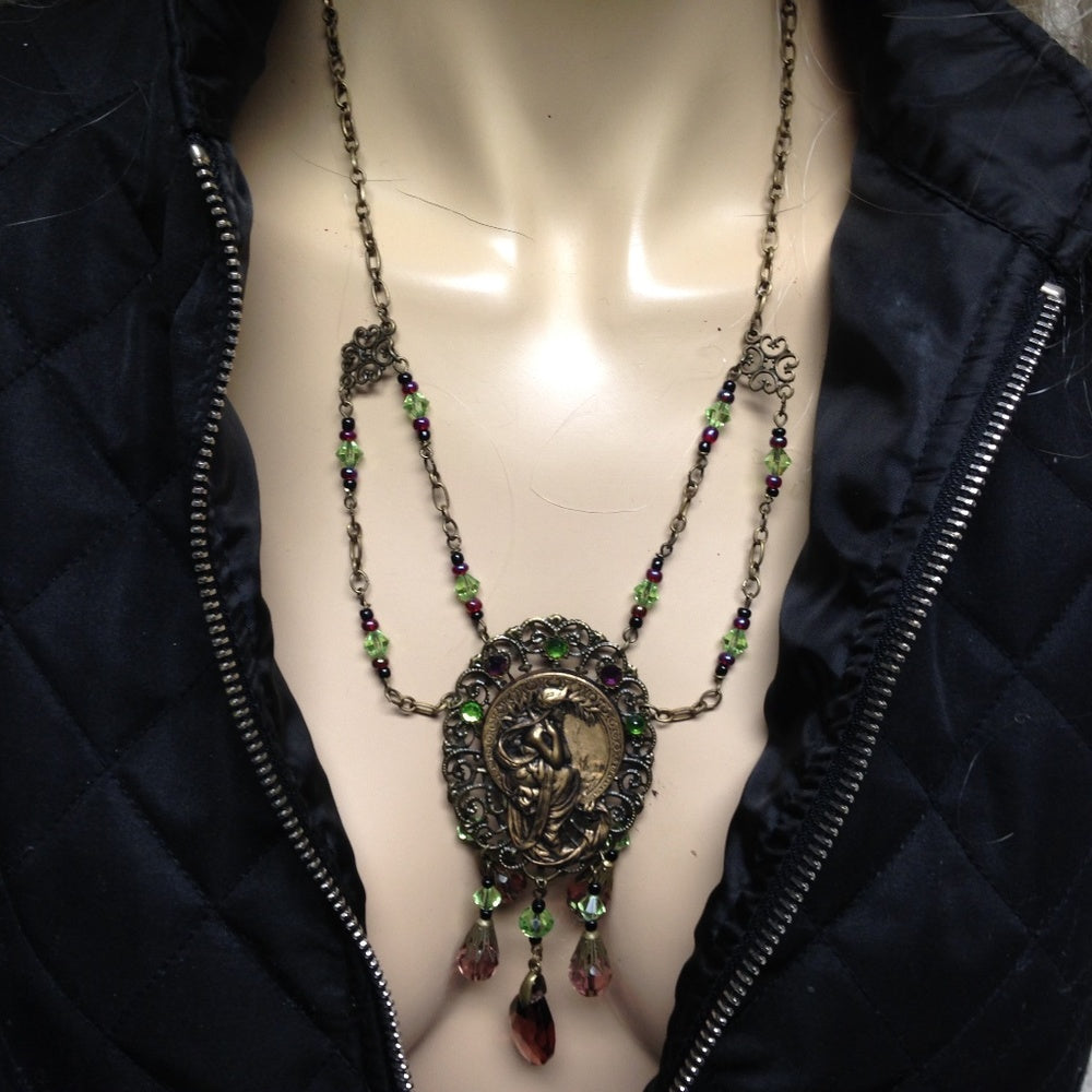 KME Art Nouveau Poetry Lady by Mucha-Pendant Cha