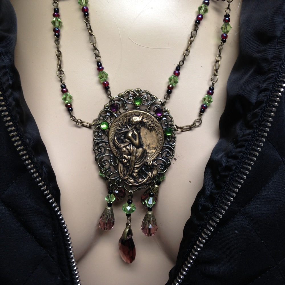 KME Art Nouveau Poetry Lady by Mucha-Pendant Cha