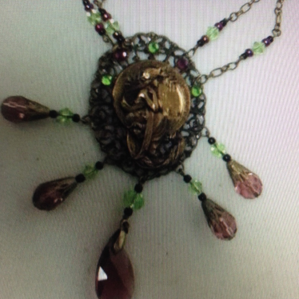 KME Art Nouveau Poetry Lady by Mucha-Pendant Cha