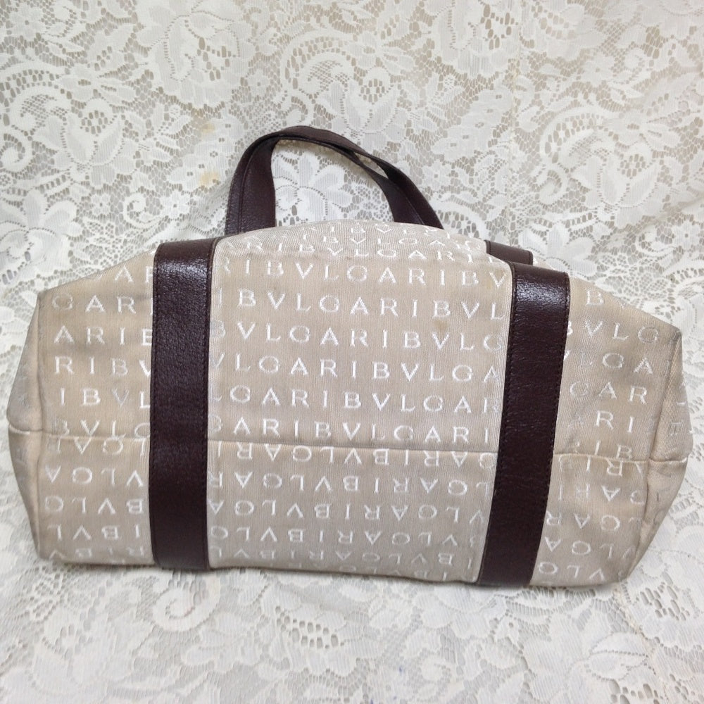 Authentic, Bvlgari Beige Jacquard-Leather Tote